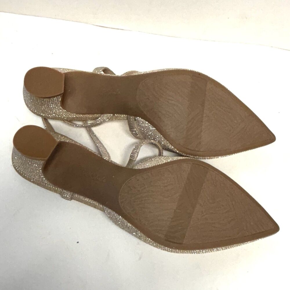 LifeStride Shoes Womens 10M Gold Minimalist Glitter Slingback Block Heels NEW - Picture 10 of 12
